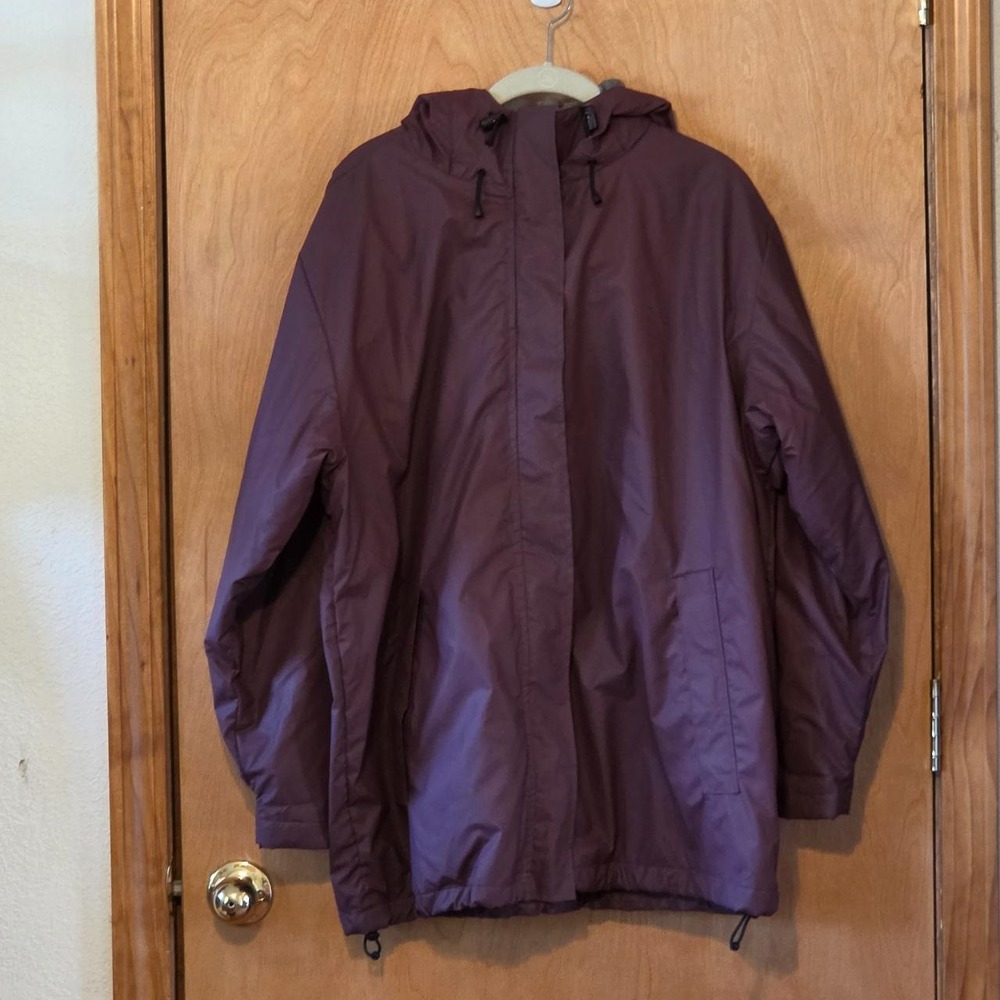 Vintage Lands End Gorpcore Waterproof Fleece Lined Parka Maroon Petite Large